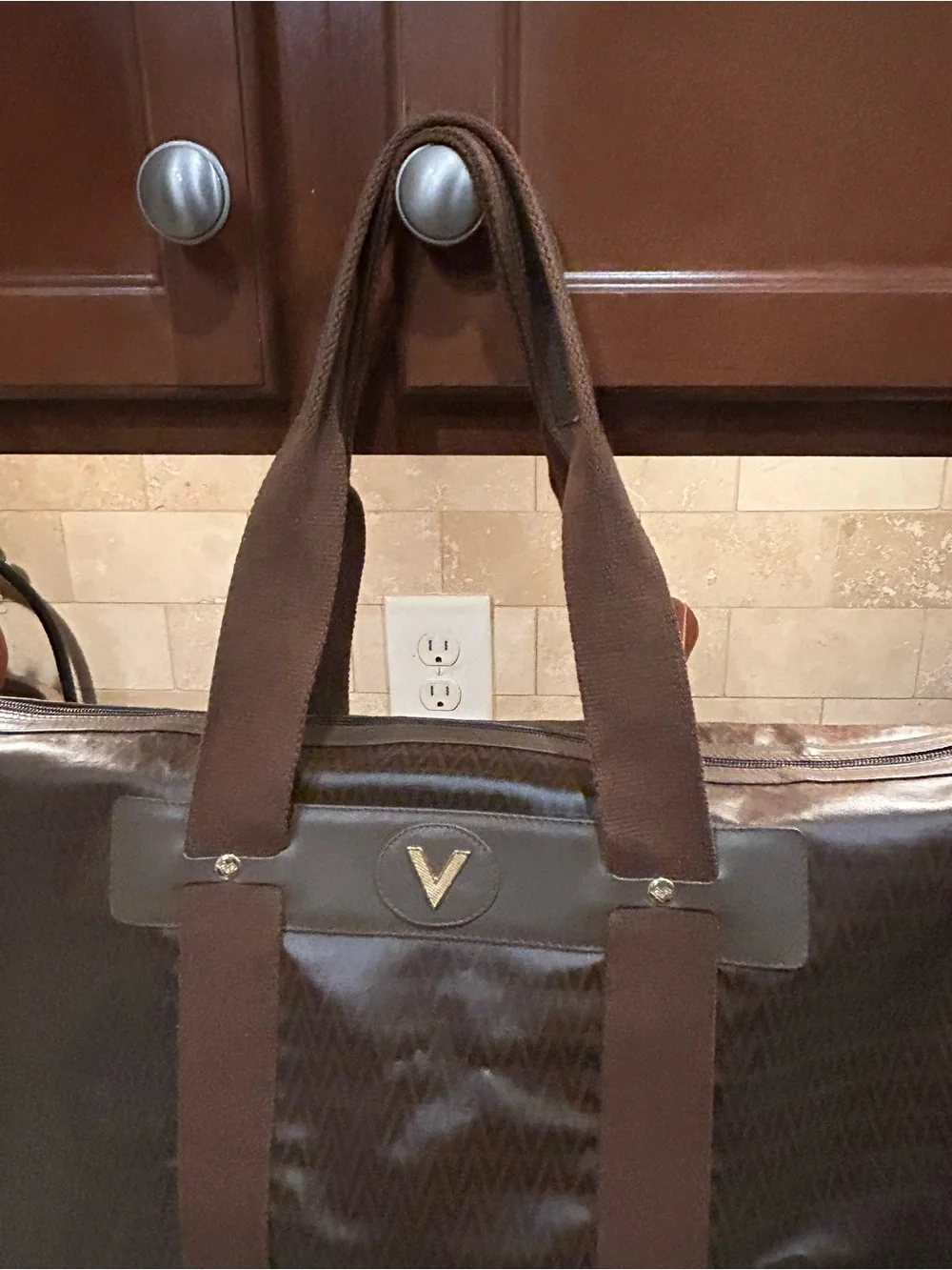 Mario Valentino Travel Duffel bag Brown Unisex Authentic Vintage with coa